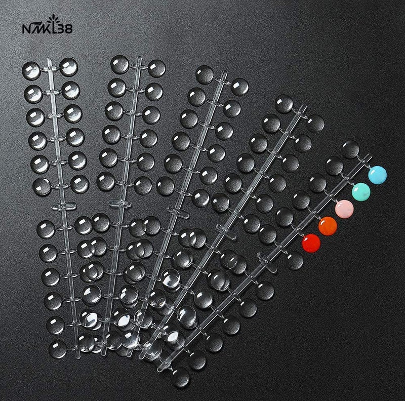 NMKL38 False Nail Tips Color Chart, 120 Tips/Pack Flat Back Fake Display Tips with Adhesive Sticker for UV/Gel/Polish Nail Art Color Display Card (Transparent)